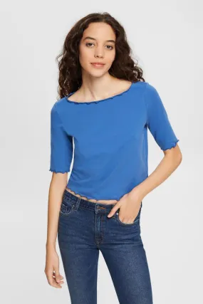 Esprit Cropped Frill Neck Tee