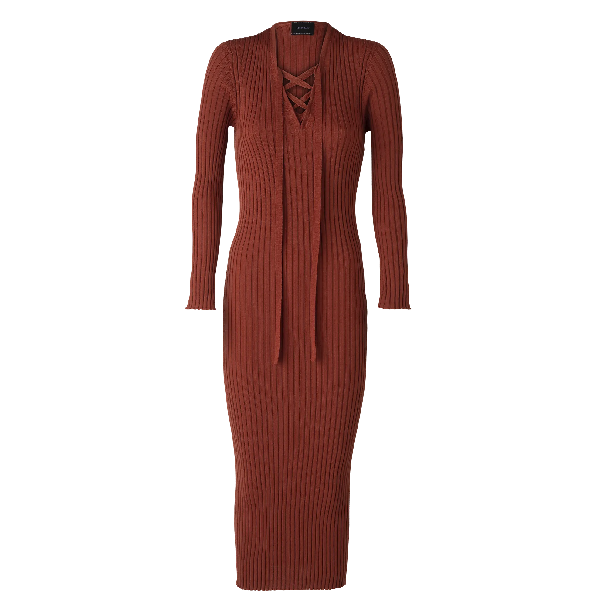 Fitted long dress Chestnut - Knit