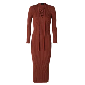 Fitted long dress Chestnut - Knit