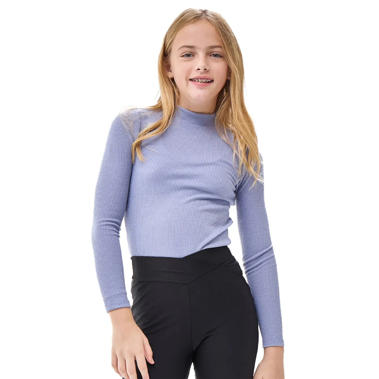 Girls' Good Girl Thermal Knit Mock Neck Top