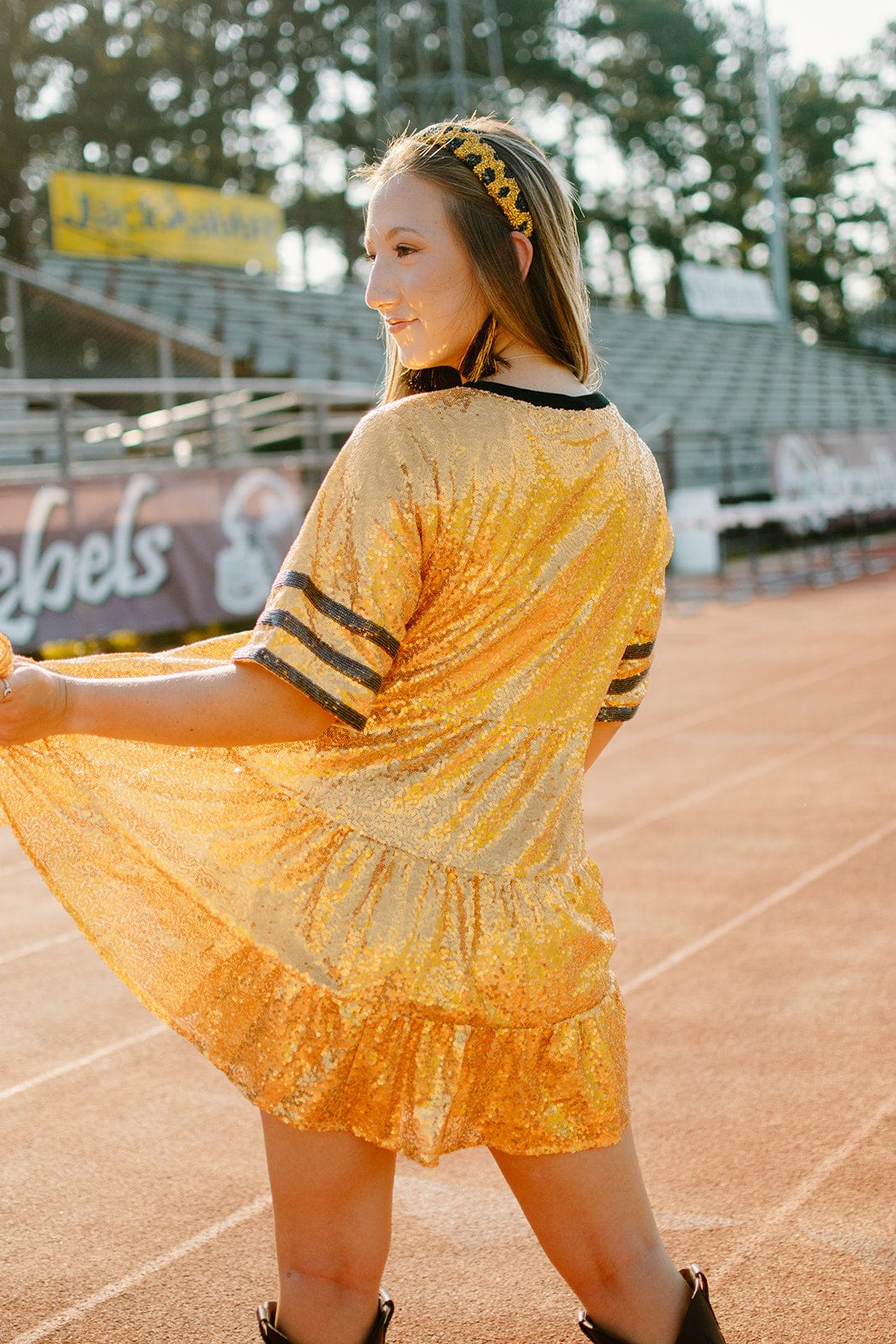 Gold & Black Jersey Sequin Dress