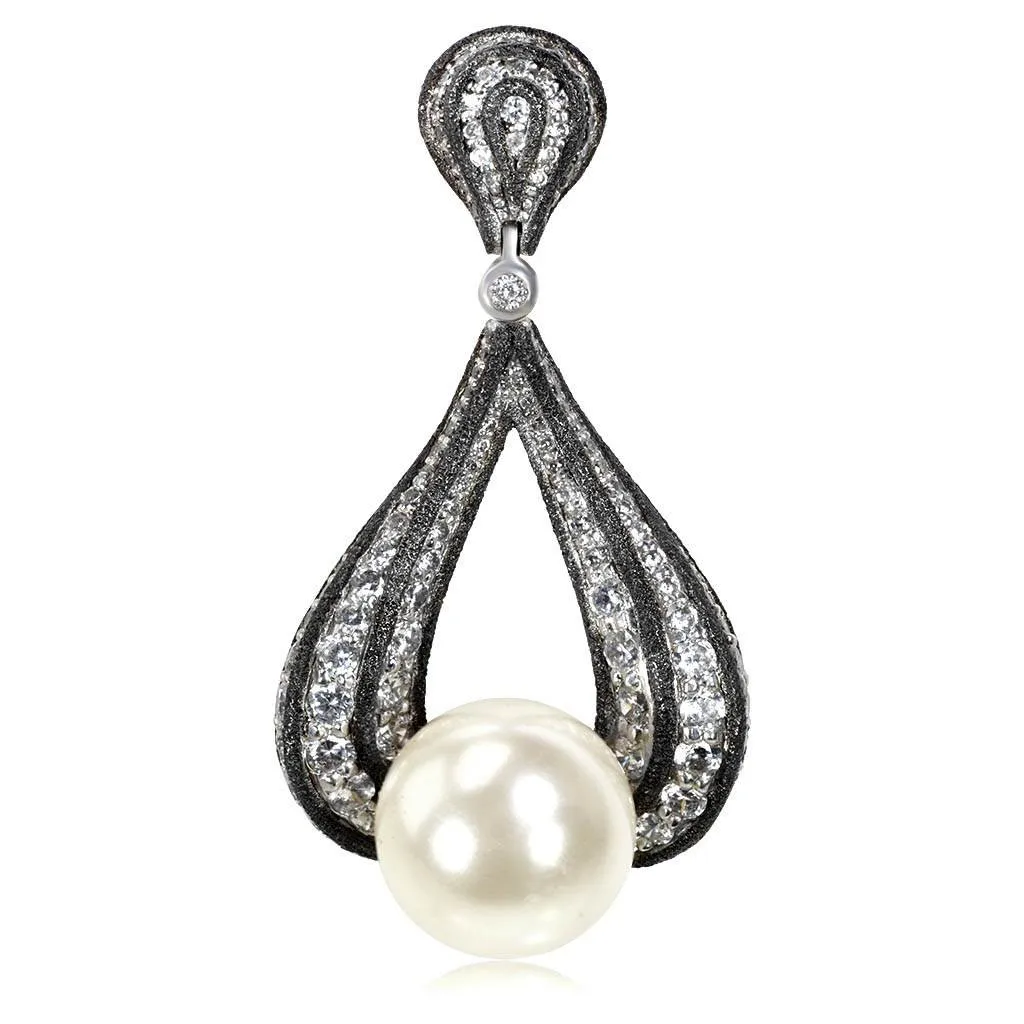 Gold Twist Pendant With Pearl & White Diamonds