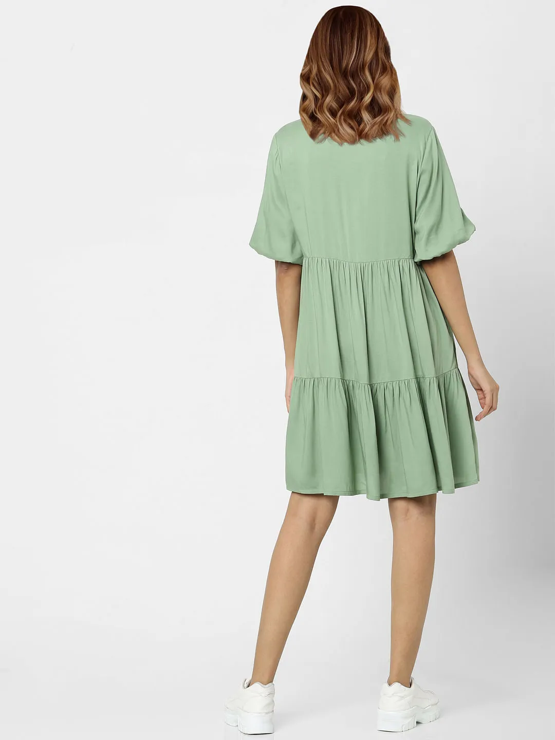 Green Tiered Shift Dress