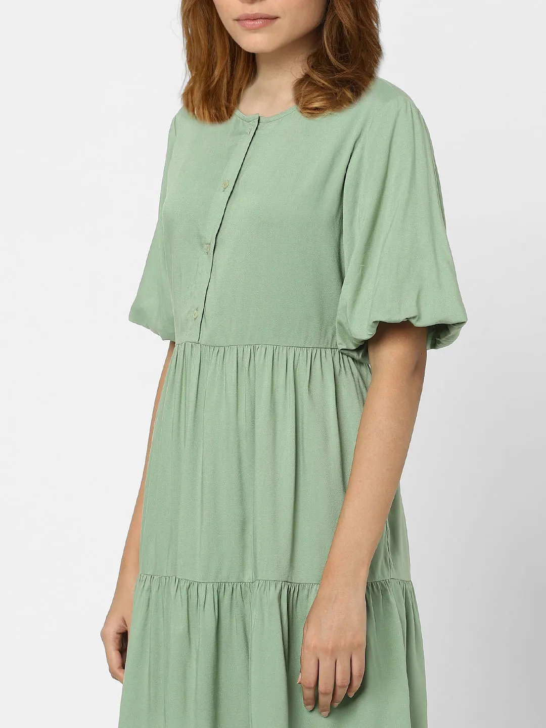 Green Tiered Shift Dress