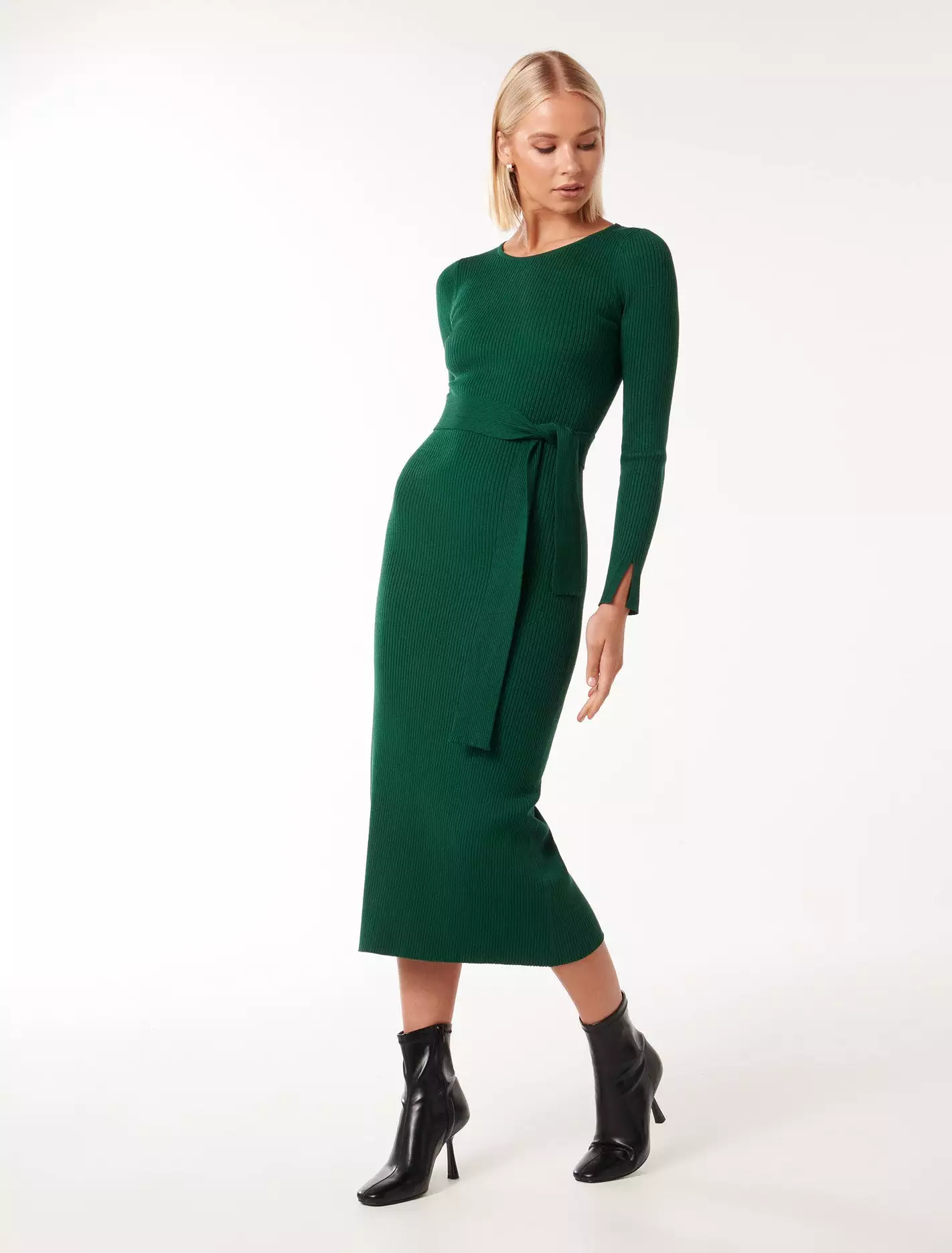 Hallie Crew Neck Midi Knit Dress