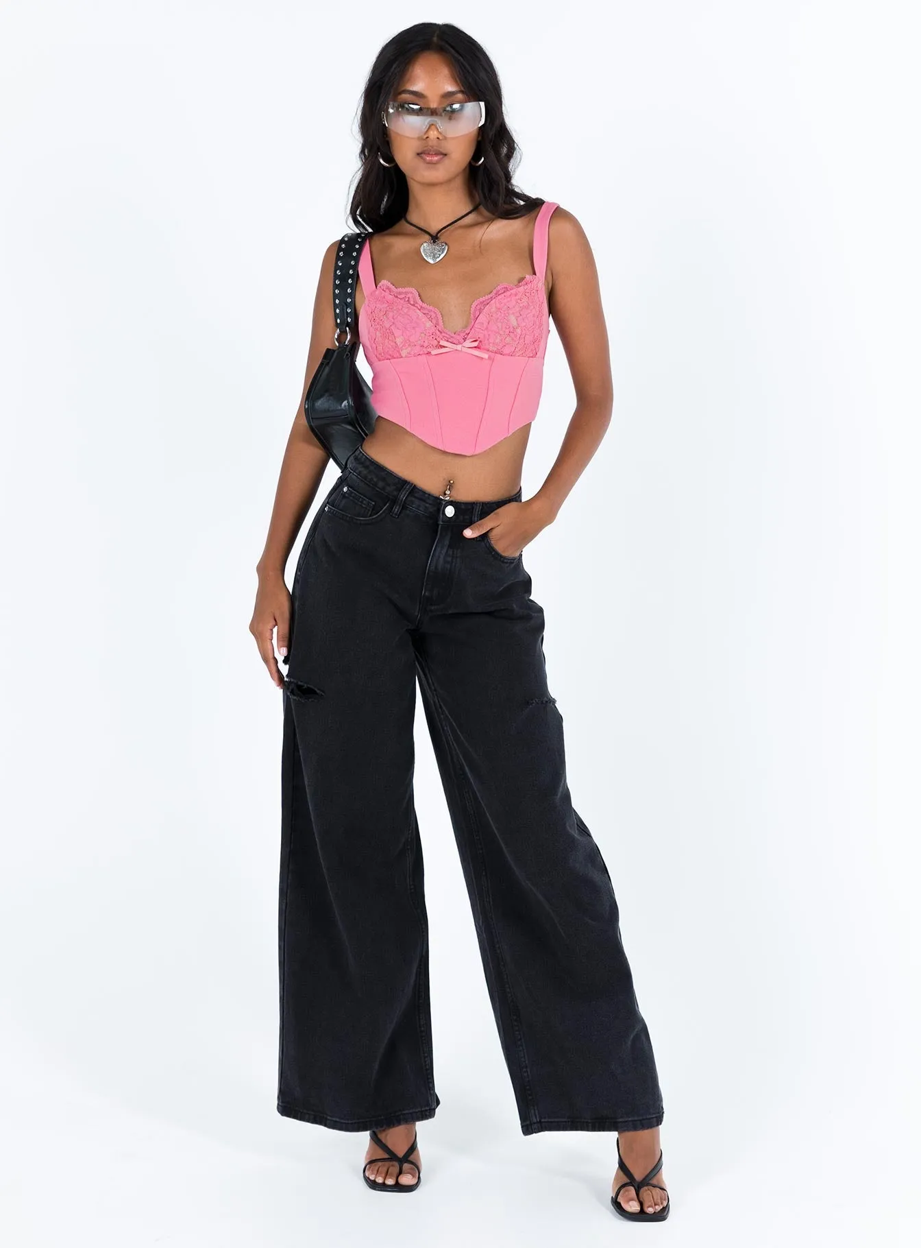 Hauge Wide Leg Jeans Washed Black