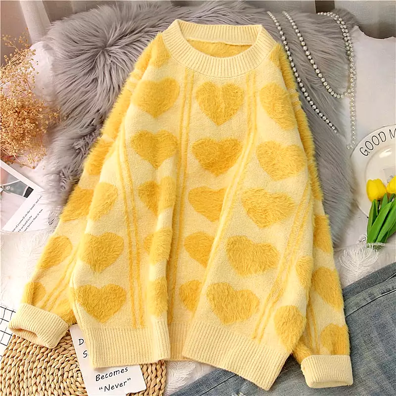 heart print oversized sweater - Cupcake