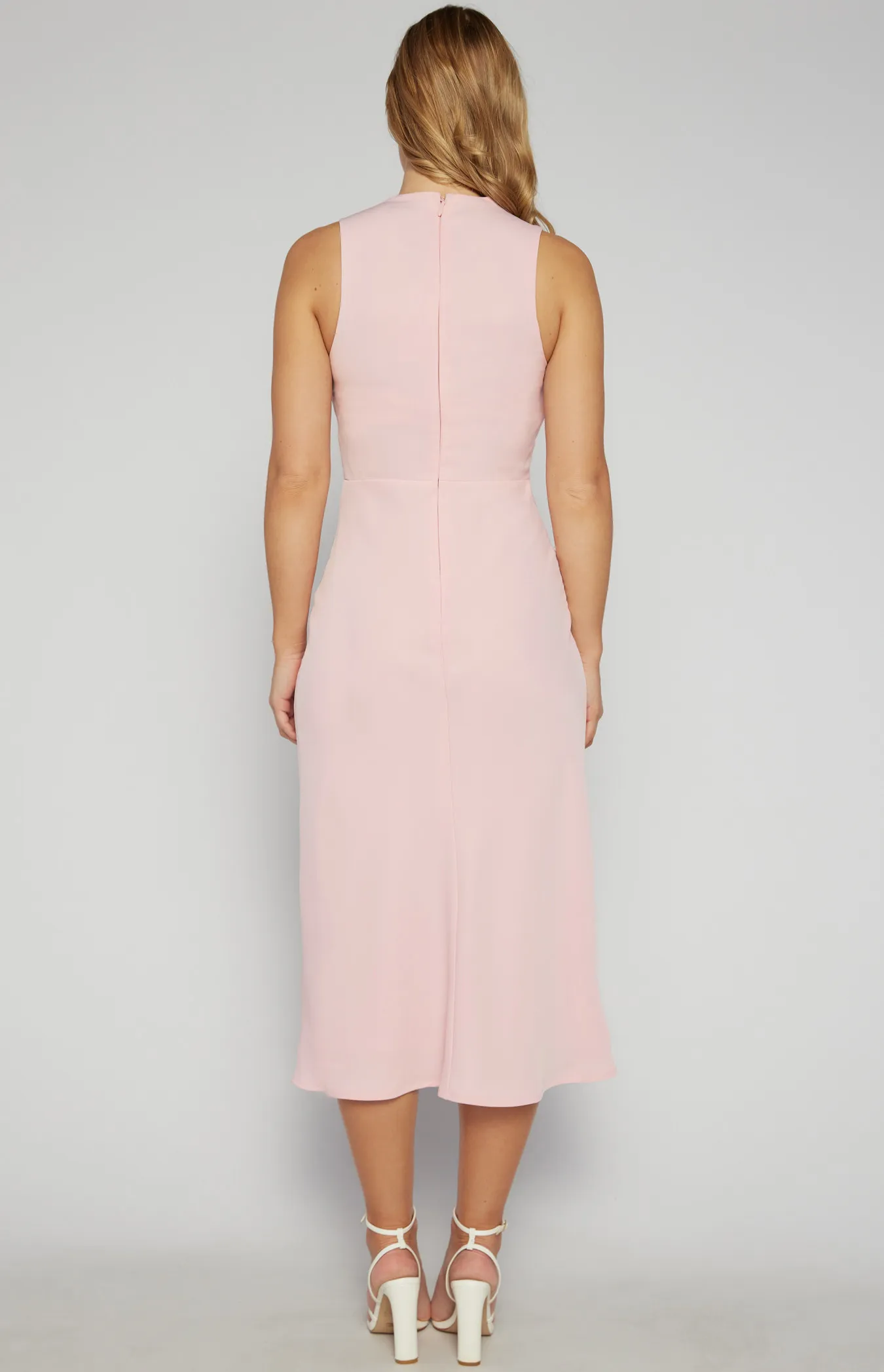 High Cowl Neck A Line Midi Dress (SDR1562A)