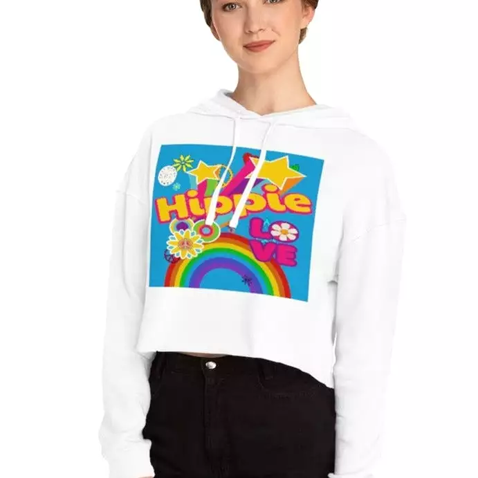 Hippie-Dippie Love Cropped Hoodie