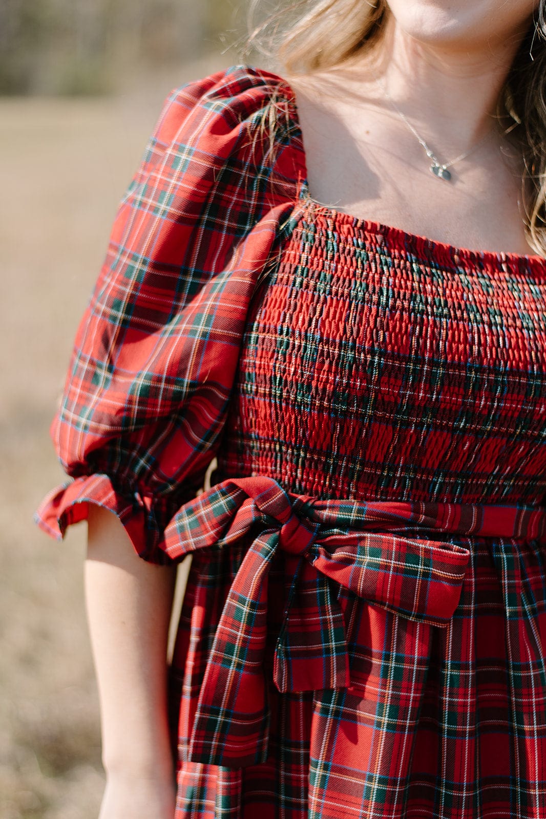 Holiday Red Plaid Midi Dress