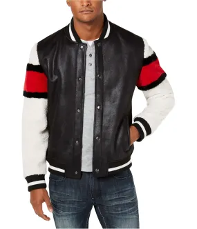 I-N-C Mens Striped Sleeve Varsity Jacket