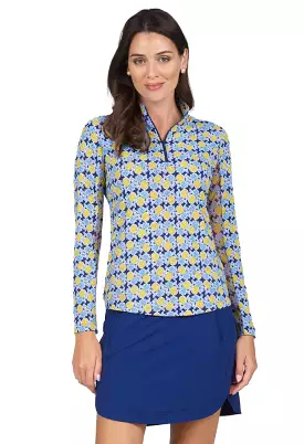 IBKUL Chantal Print Long Sleeve Mock Neck Top