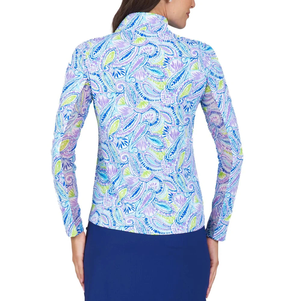 IBKUL Massie Print Long Sleeve Mock Neck Top