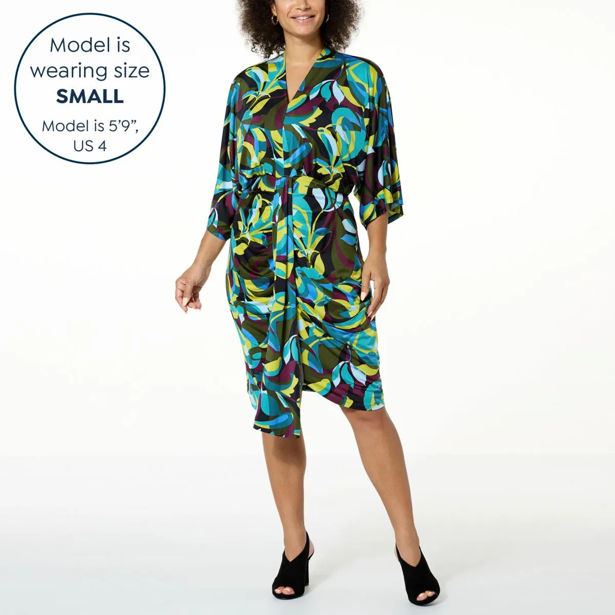      IMAN Global Chic Print Silky Knit Dolman-Sleeve Blouson Dress     