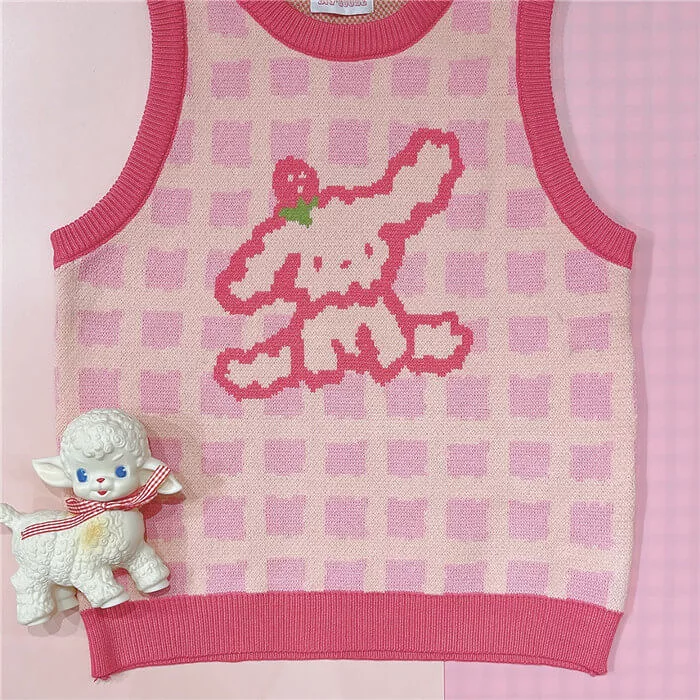 Japanese CUTE pink dog student versatile vest BY9024