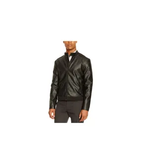 Kenneth Cole Mens Faux Leather Motorcycle Jacket, TW1