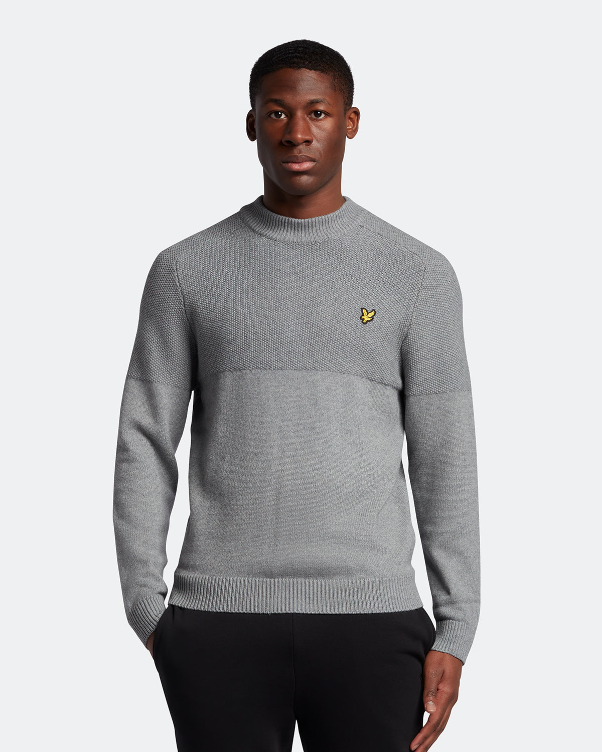 Lyle & Scott Seed Stitch Mock Neck Pullover Mid Grey Marl - SS23