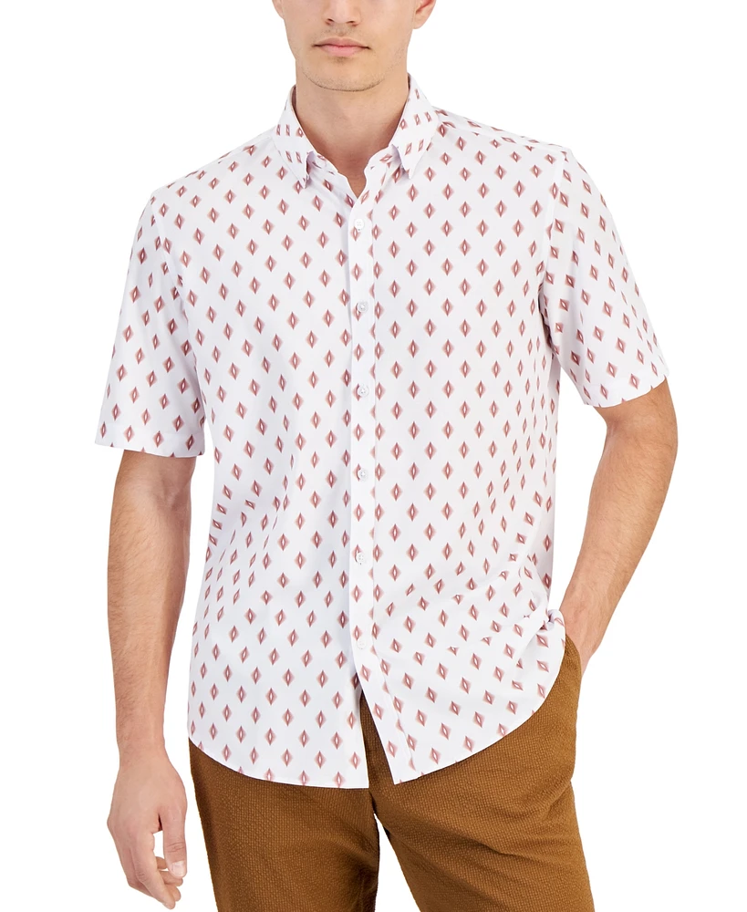 Macy's Alfani Men's Alfatech Seventy Regular-Fit 4-Way Stretch Geo-Print Button-Down Shirt, Created for Macy's