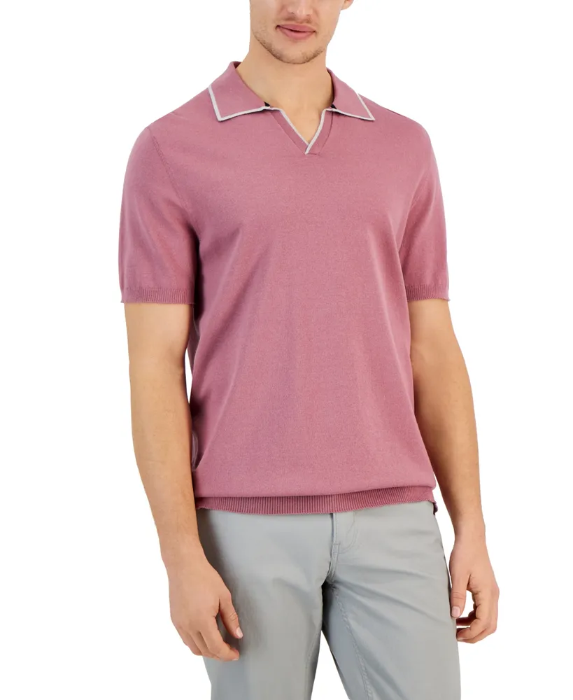 Macy's Alfani Men's Short Sleeve Open-Collar Polo Sweater, Created for Macy's