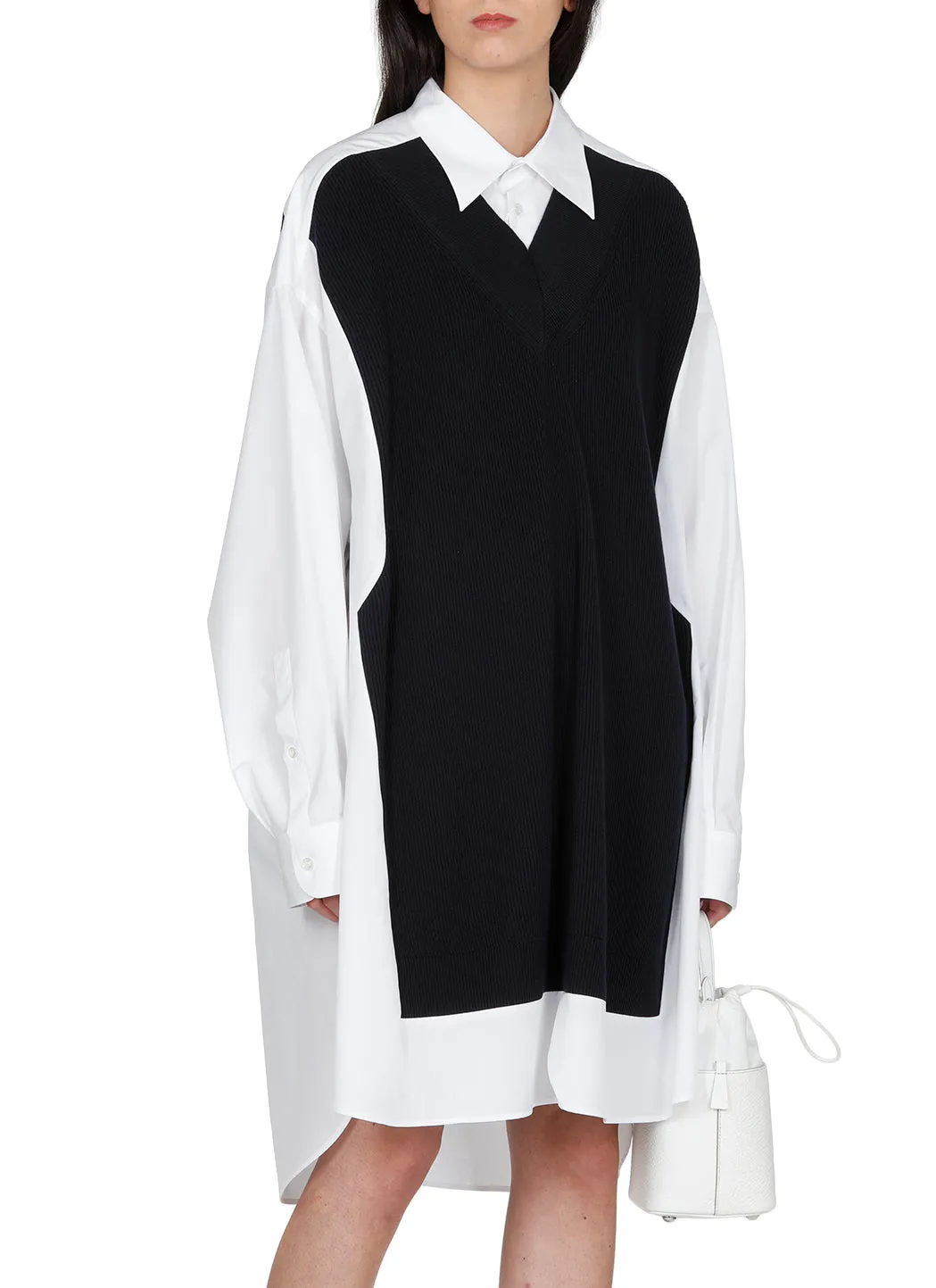 Maison Margiela Knit Panelled Shirt Dress