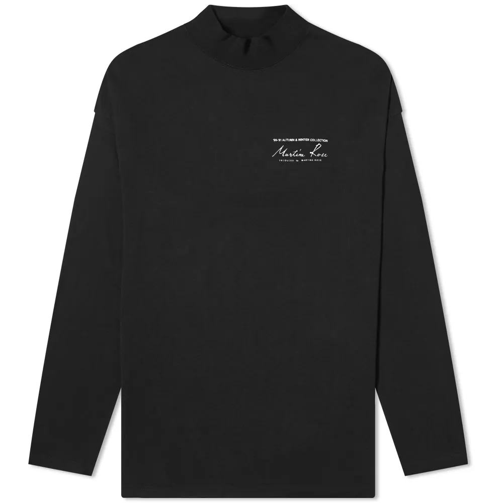 Martine Rose Mock Neck Logo Long Sleeve TeeBlack