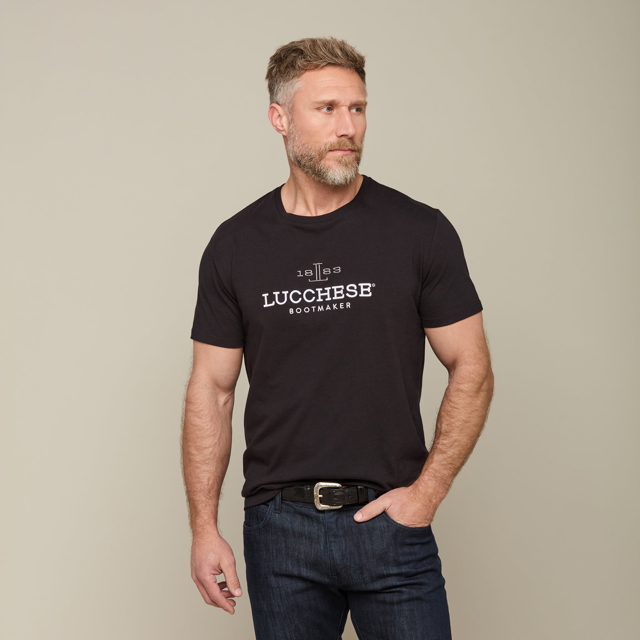 Men's Lucchese Classic Embroidered Tee :: Black