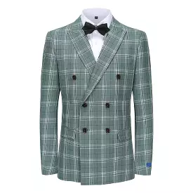 Men's Slim-Fit 2PC Check Double Breasted Plaid Suit