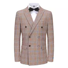 Men's Slim-Fit 2PC Double Breasted Glen Plaid Suit