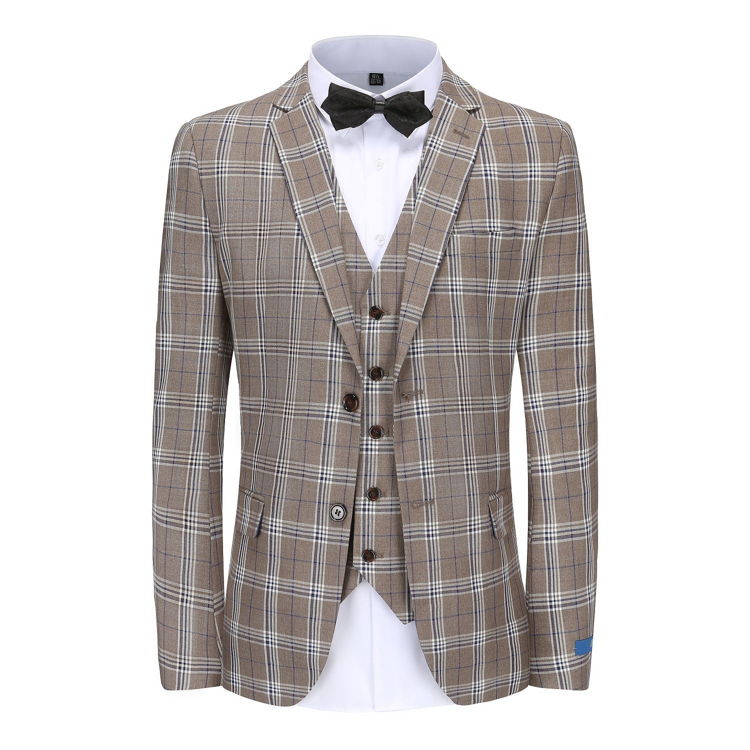 Men's Slim-Fit 3PC Check Plaid Suit