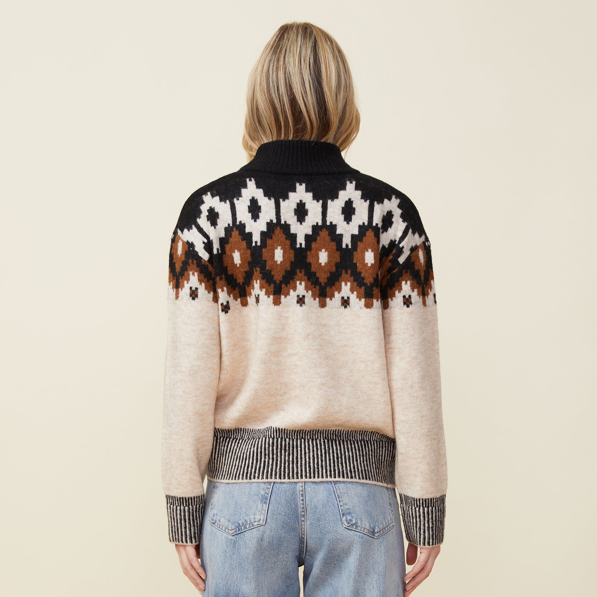 Mock Neck Fair Isle Sweater