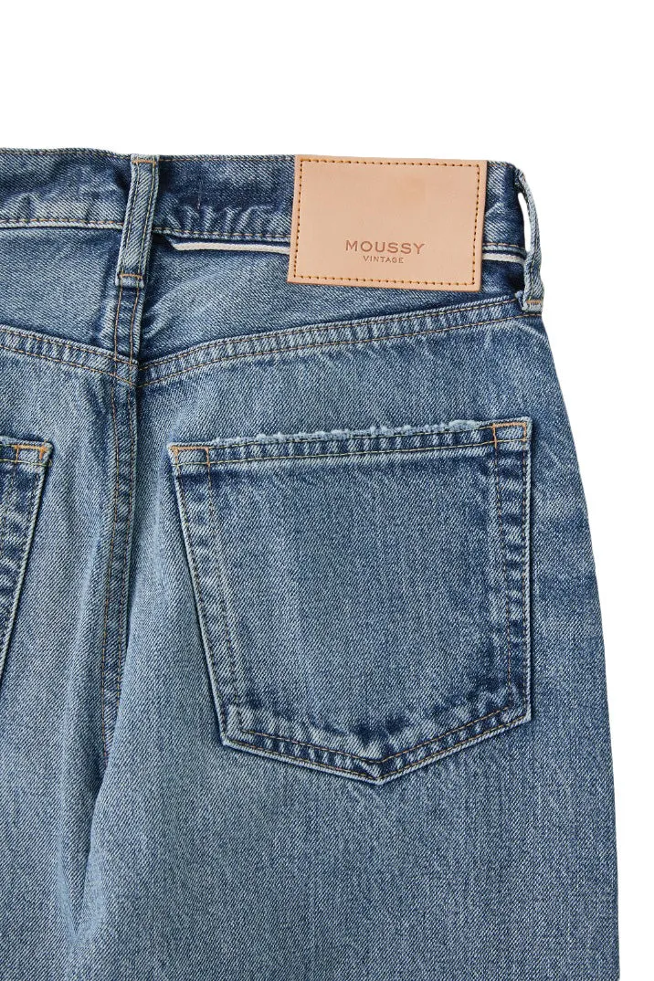 Moussy Denim Esplen Wide Straight Jeans in Blue