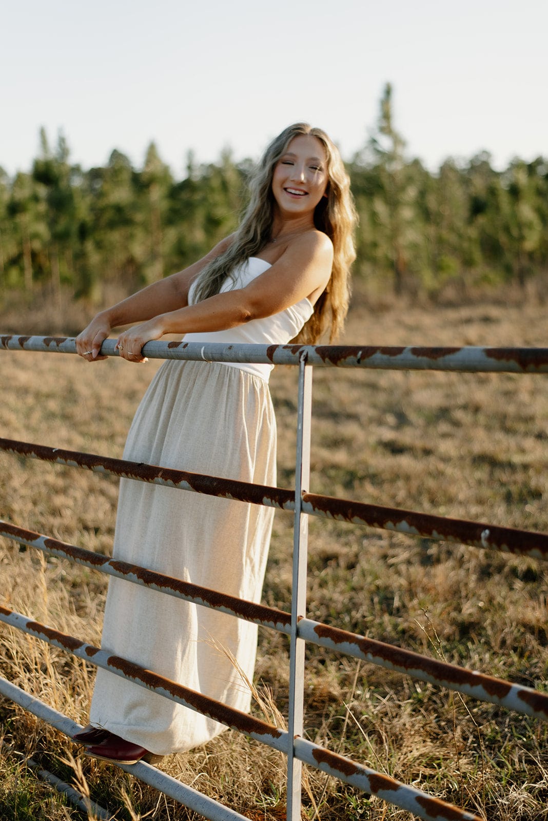 Oatmeal Linen Strapless Maxi Dress