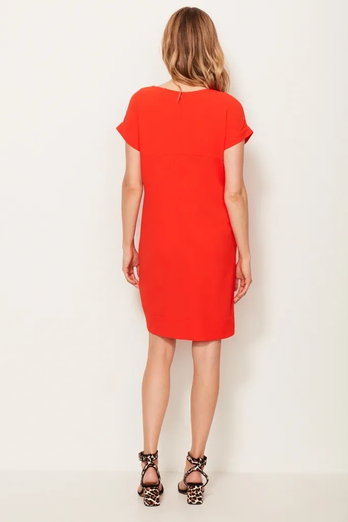 Orange Tie Front Shift Dress