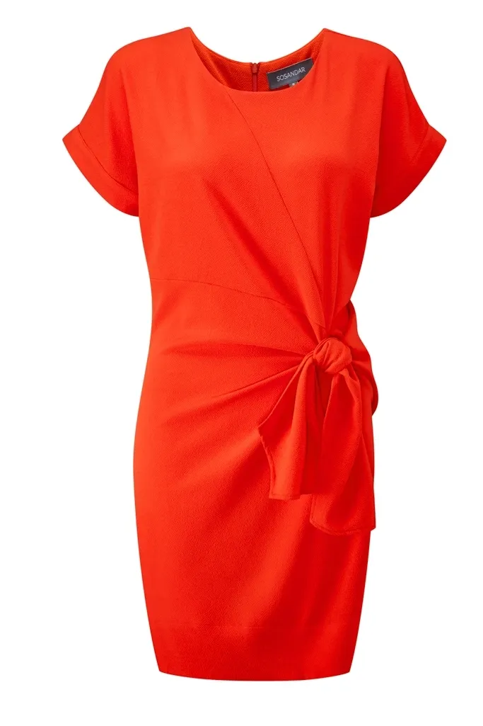 Orange Tie Front Shift Dress