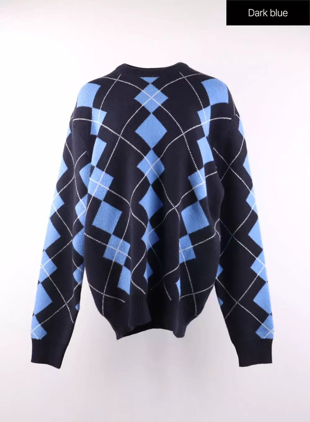 Oversized Argyle Knit Sweater OF405