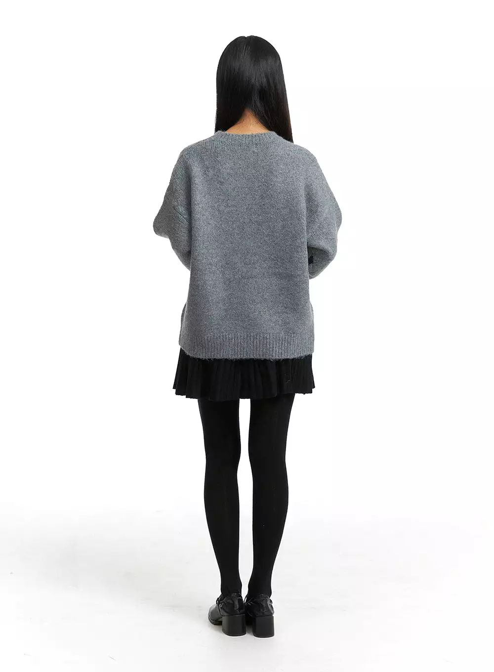 Oversized Black Bow Sweater OJ405