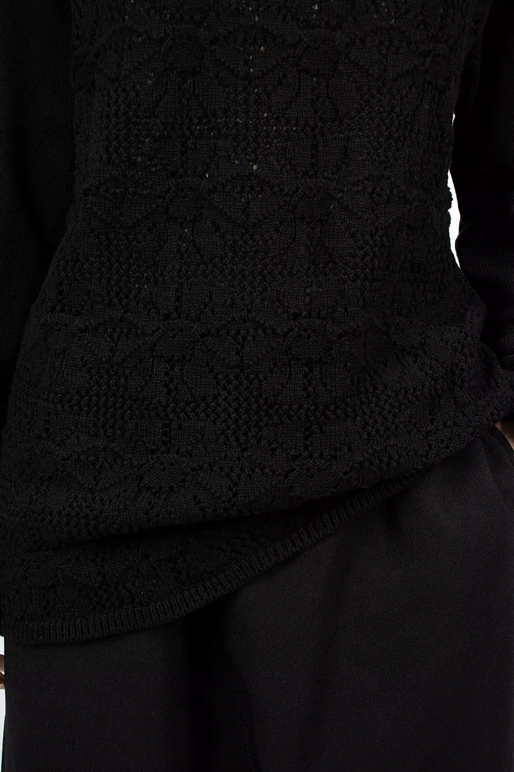 Oversized Flower Crochet Knit Black