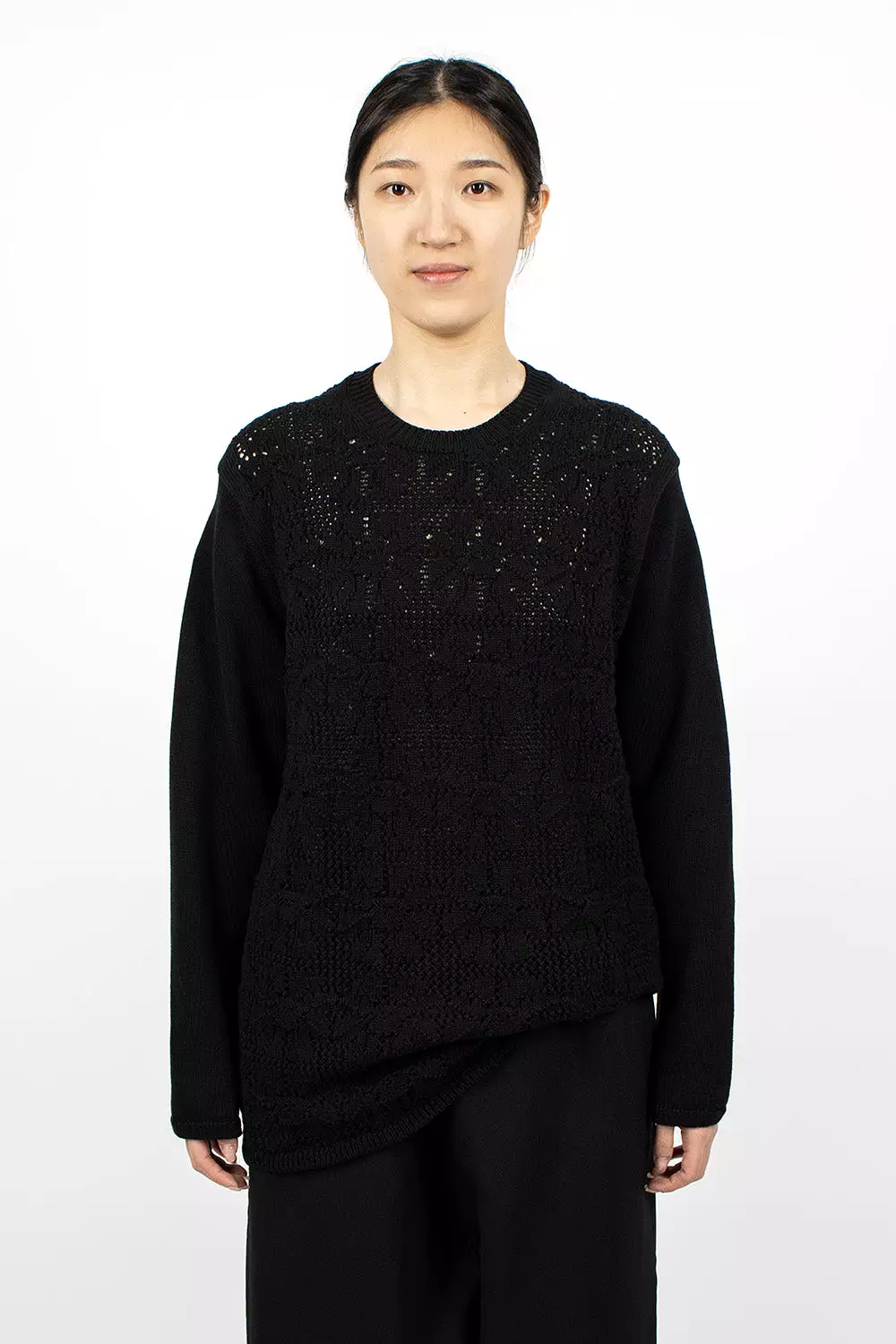 Oversized Flower Crochet Knit Black