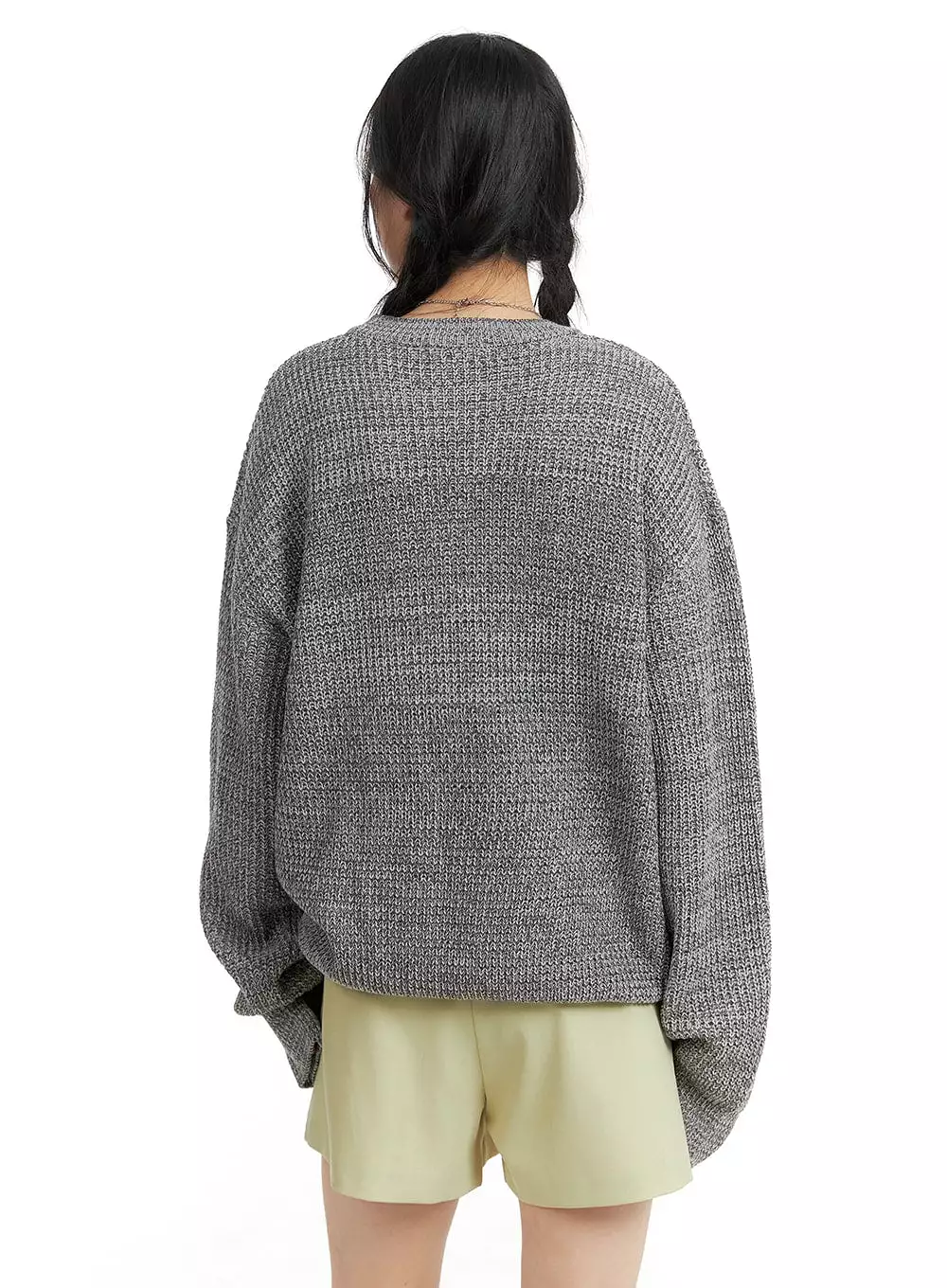 Oversized Solid Knit Sweater OM411