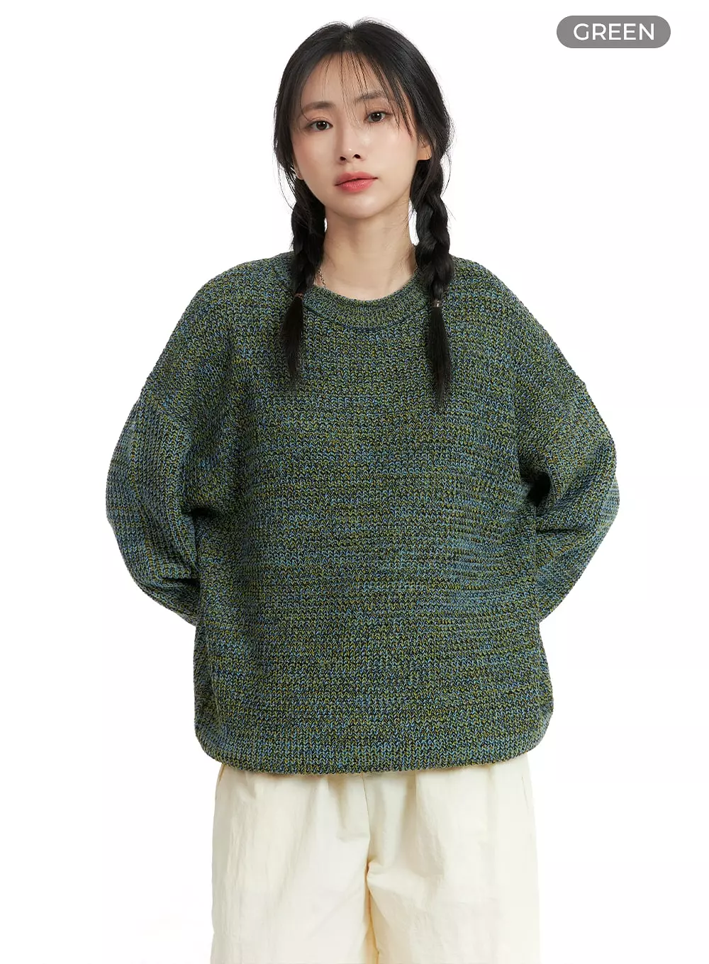 Oversized Solid Knit Sweater OM411