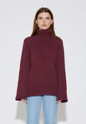 Oversized Stitch Sweater - Maroon