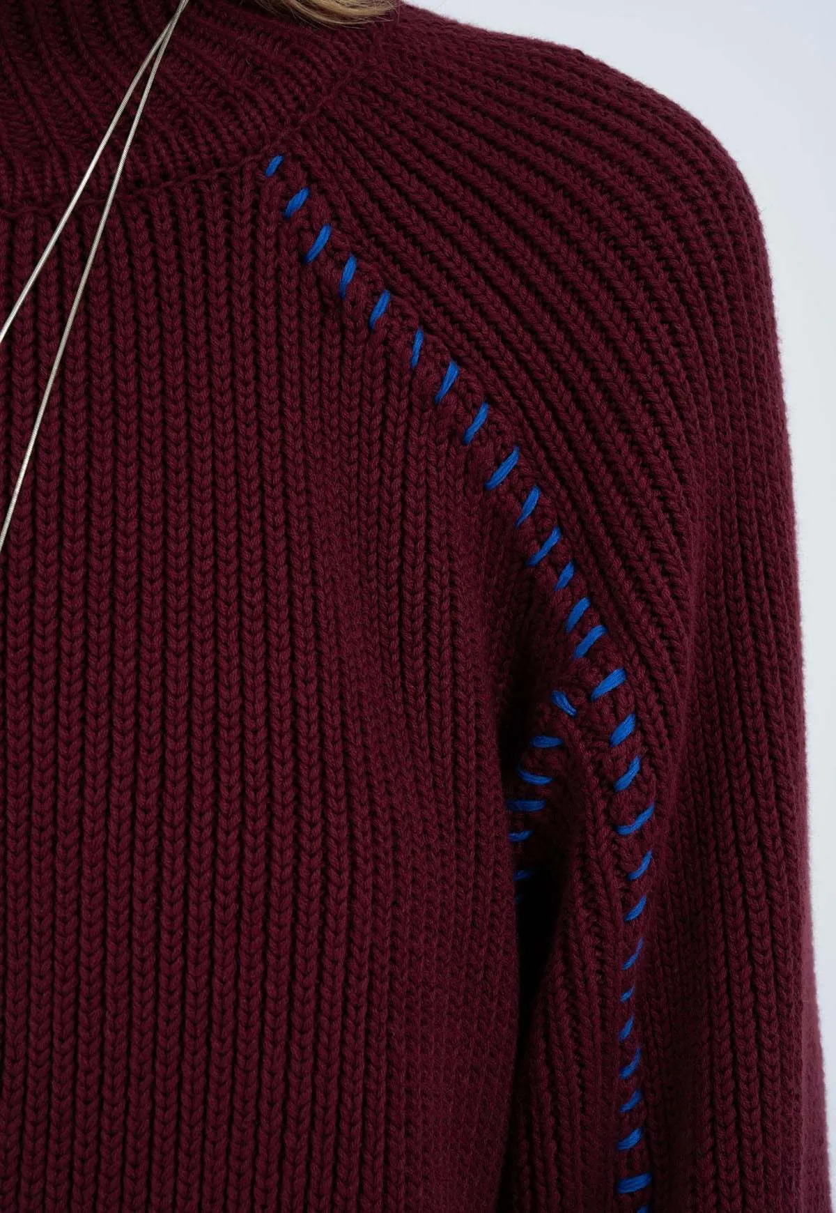 Oversized Stitch Sweater - Maroon