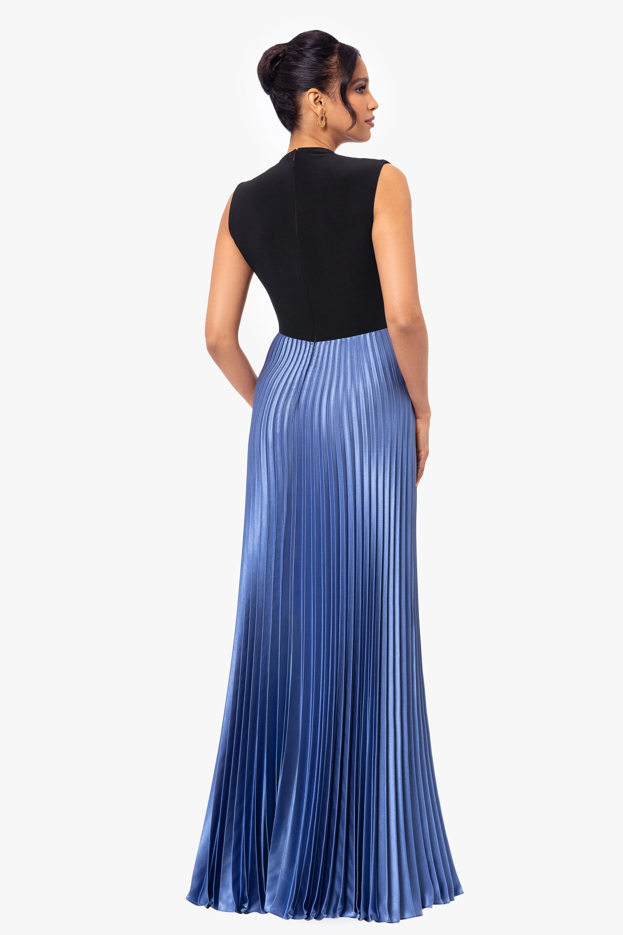 Petite Katrina Long Jersey Knit Pleated Skirt Dress