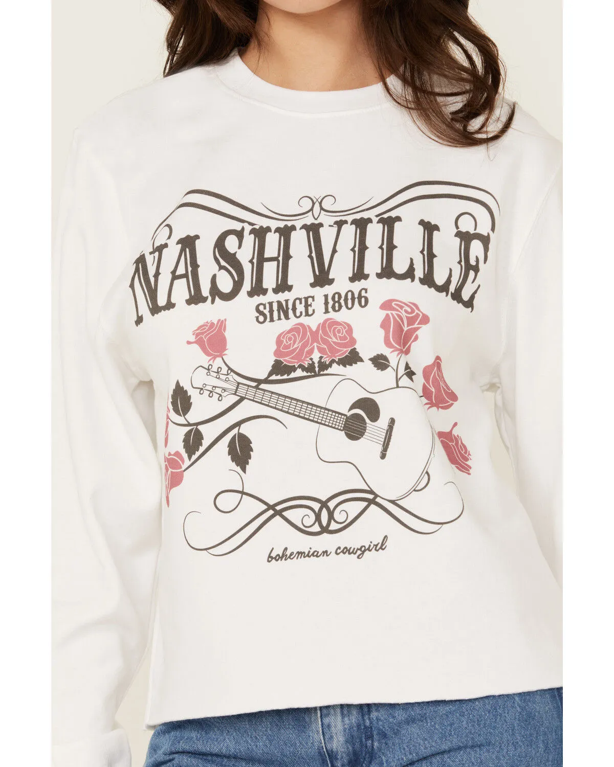 Product Name:  Bohemia Cowgirl Women's Nashville Short Sleeve Cropped Graphic Tee