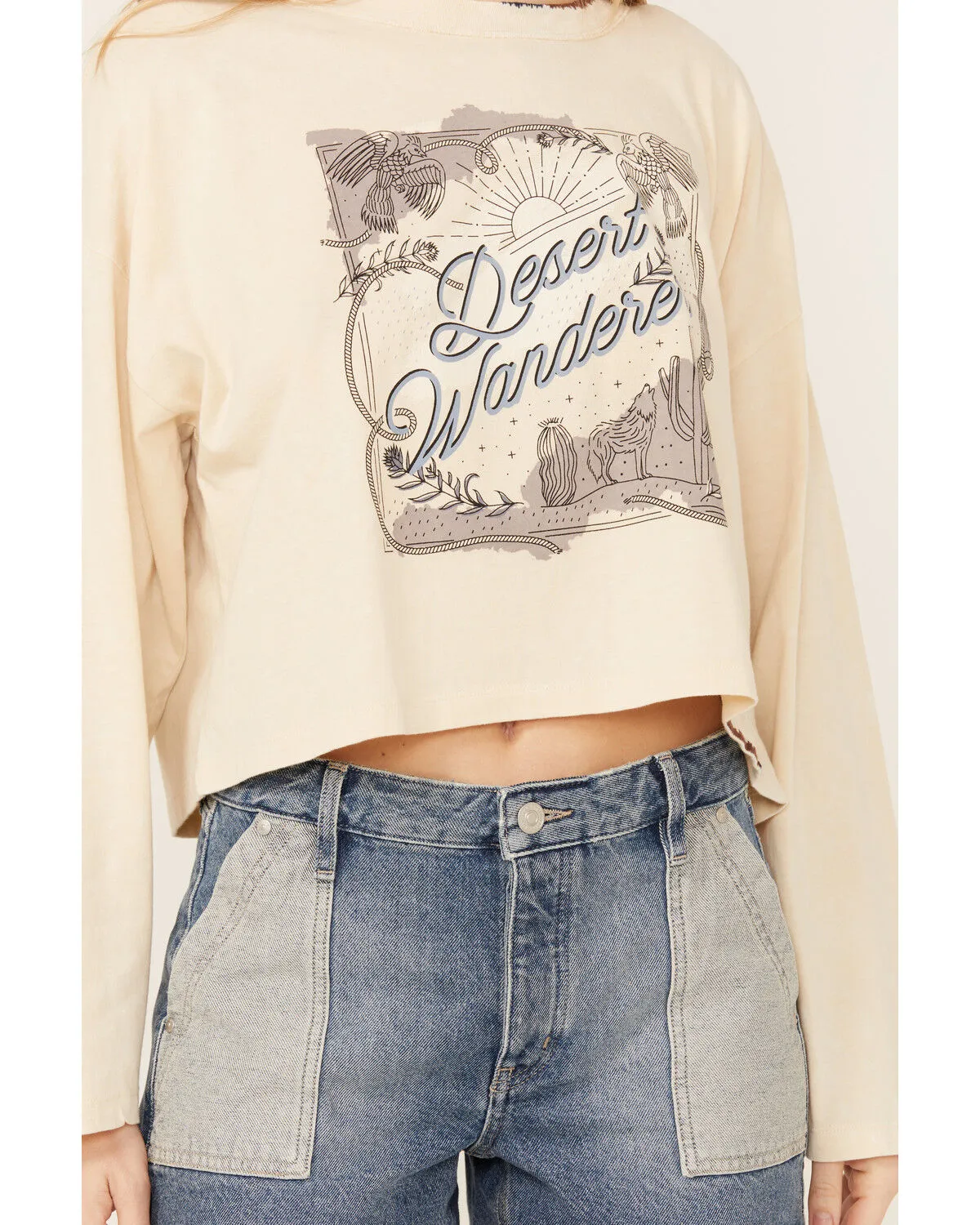 Product Name:  Cleo + Wolf Women's Athena Long Sleeve Cropped Mock Neck Graphic Tee