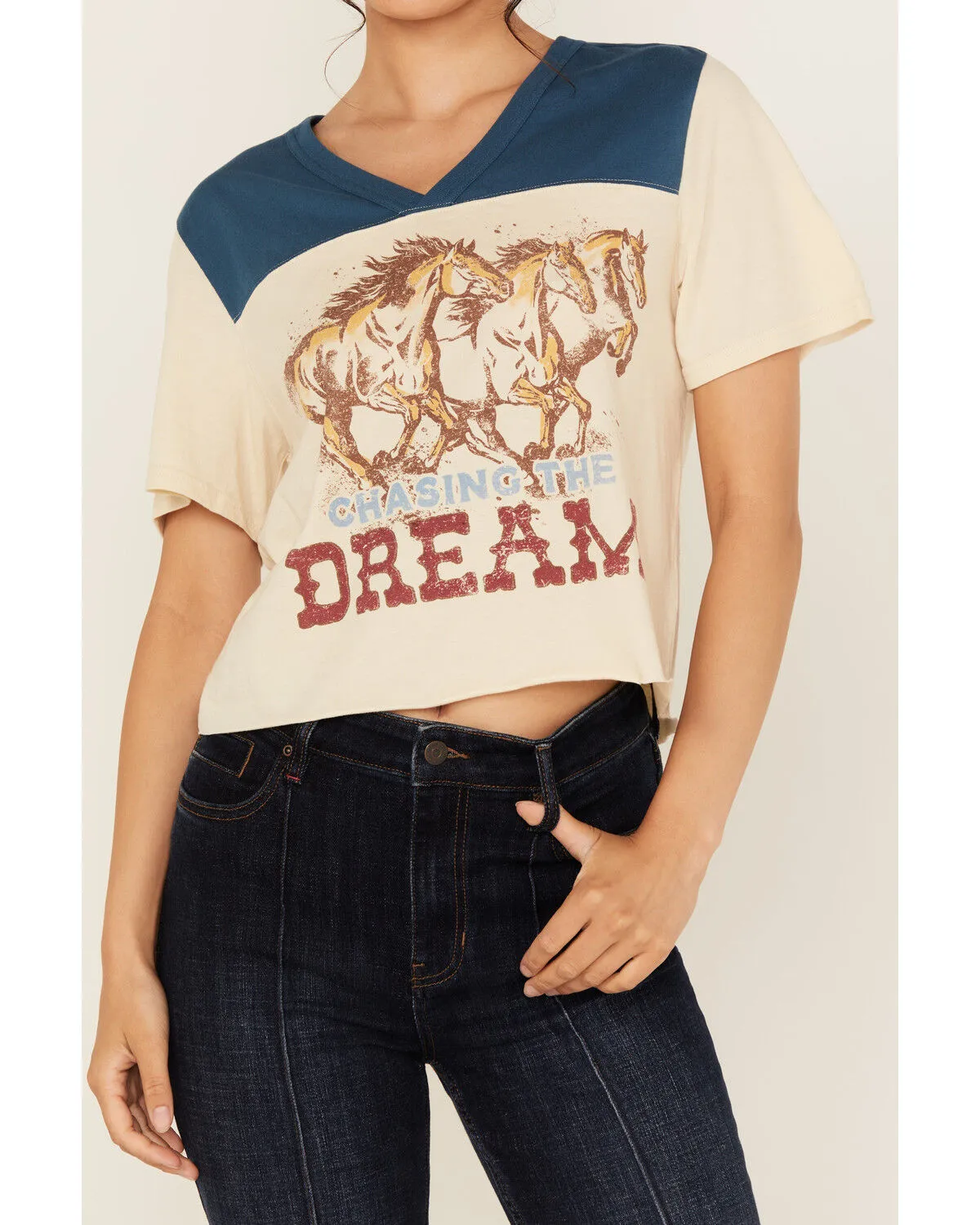 Product Name:  Idyllwind Women's Chasing The Dream Cropped Football Short Sleeve Tee