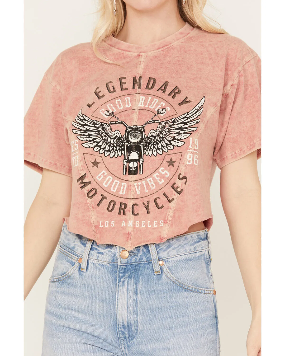 Product Name:  Youth in Revolt Women's Legendary Motorcycles Cropped Short Sleeve Graphic Tee