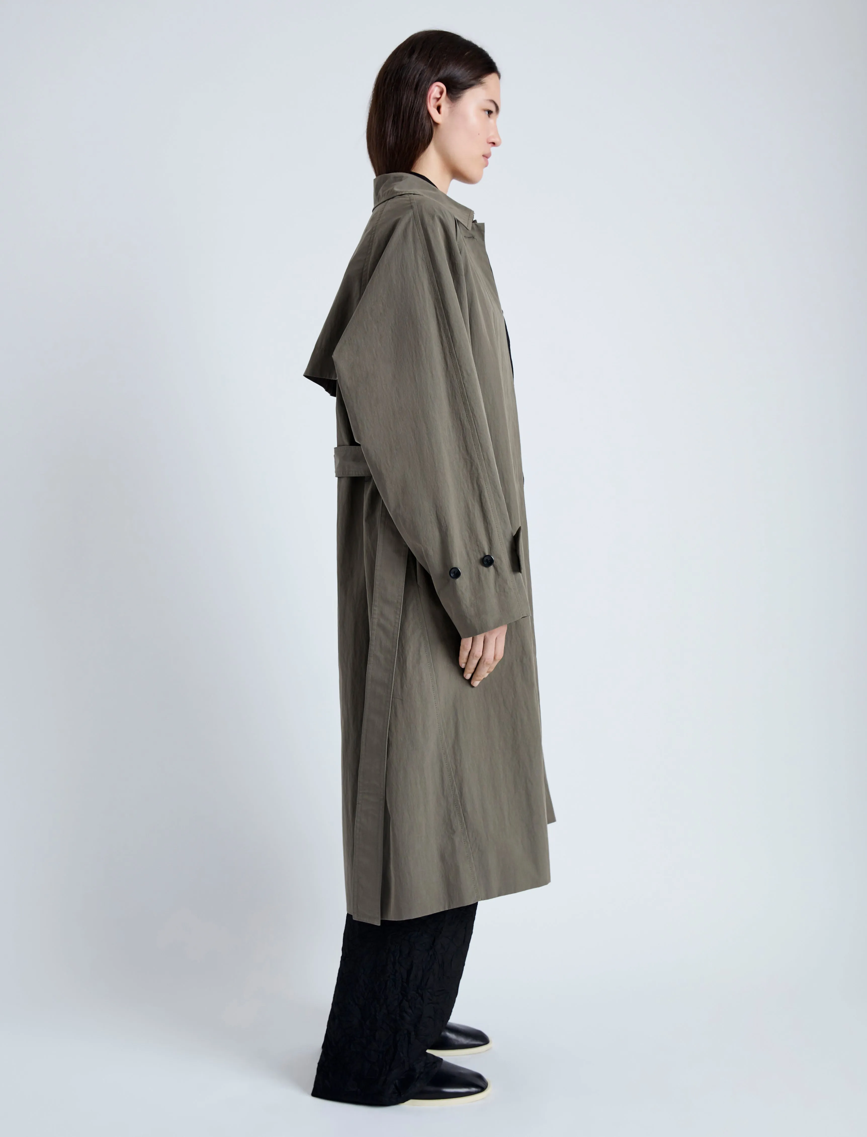 Proenza Clark Trench Coat in Cotton Nylon - Khaki