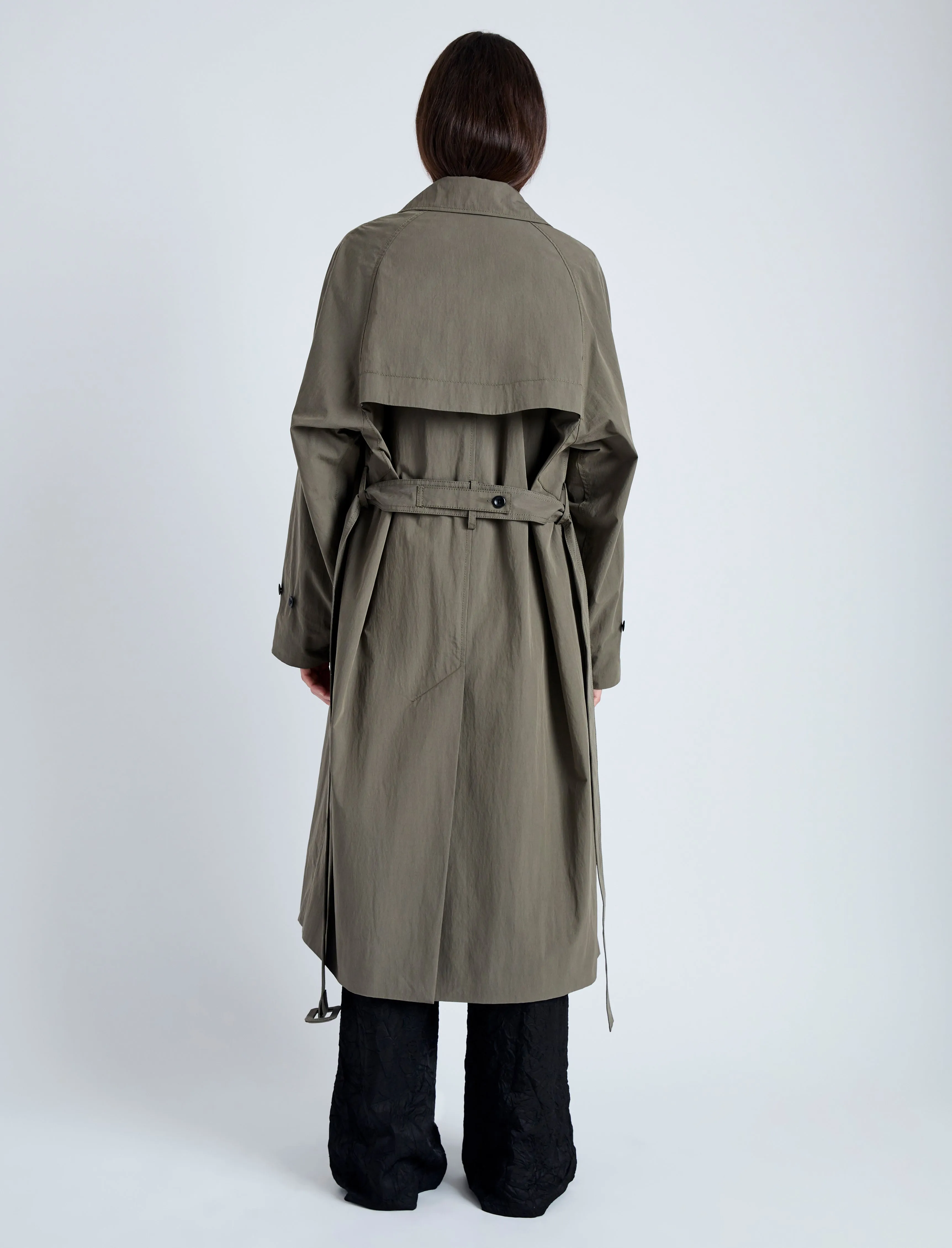 Proenza Clark Trench Coat in Cotton Nylon - Khaki