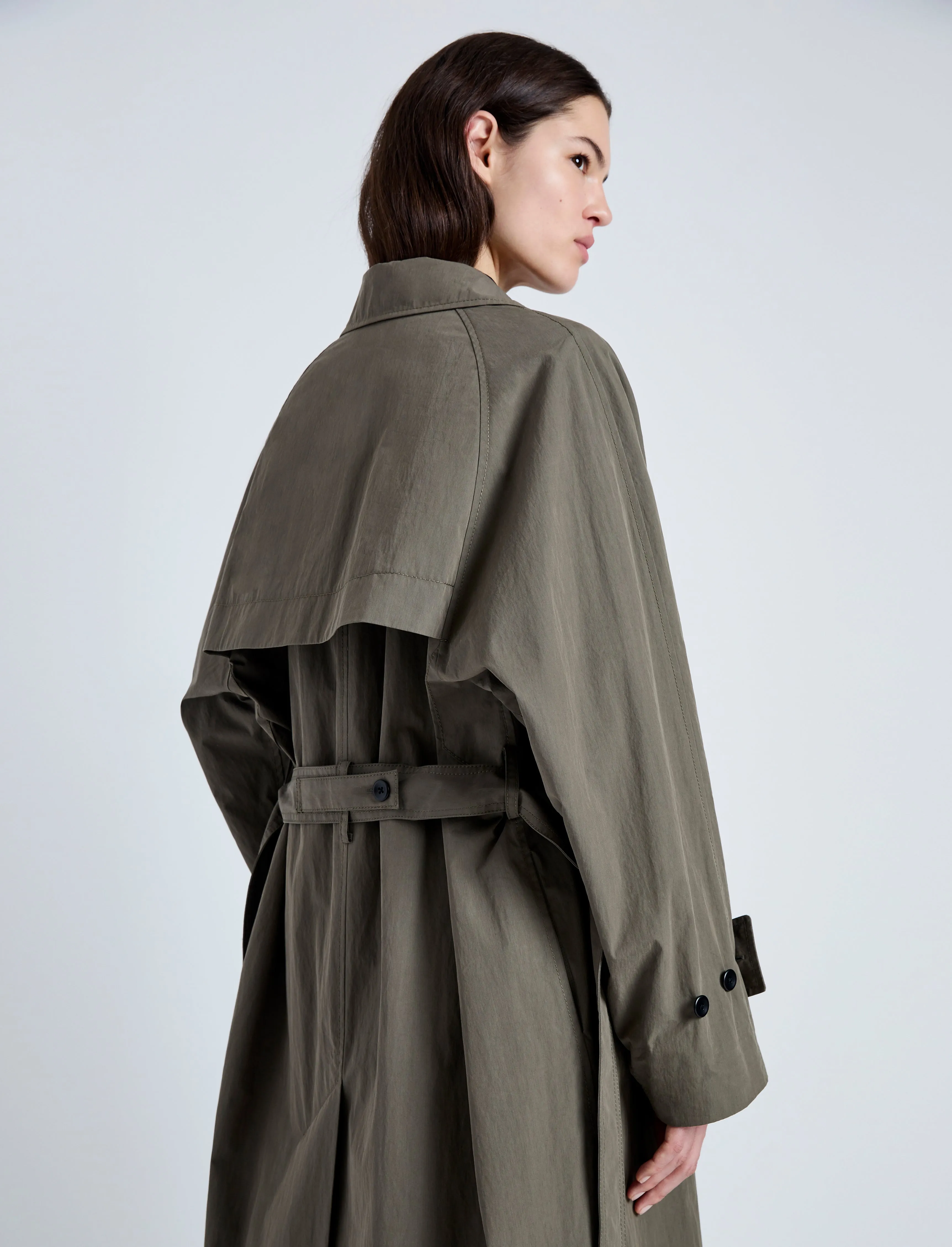 Proenza Clark Trench Coat in Cotton Nylon - Khaki